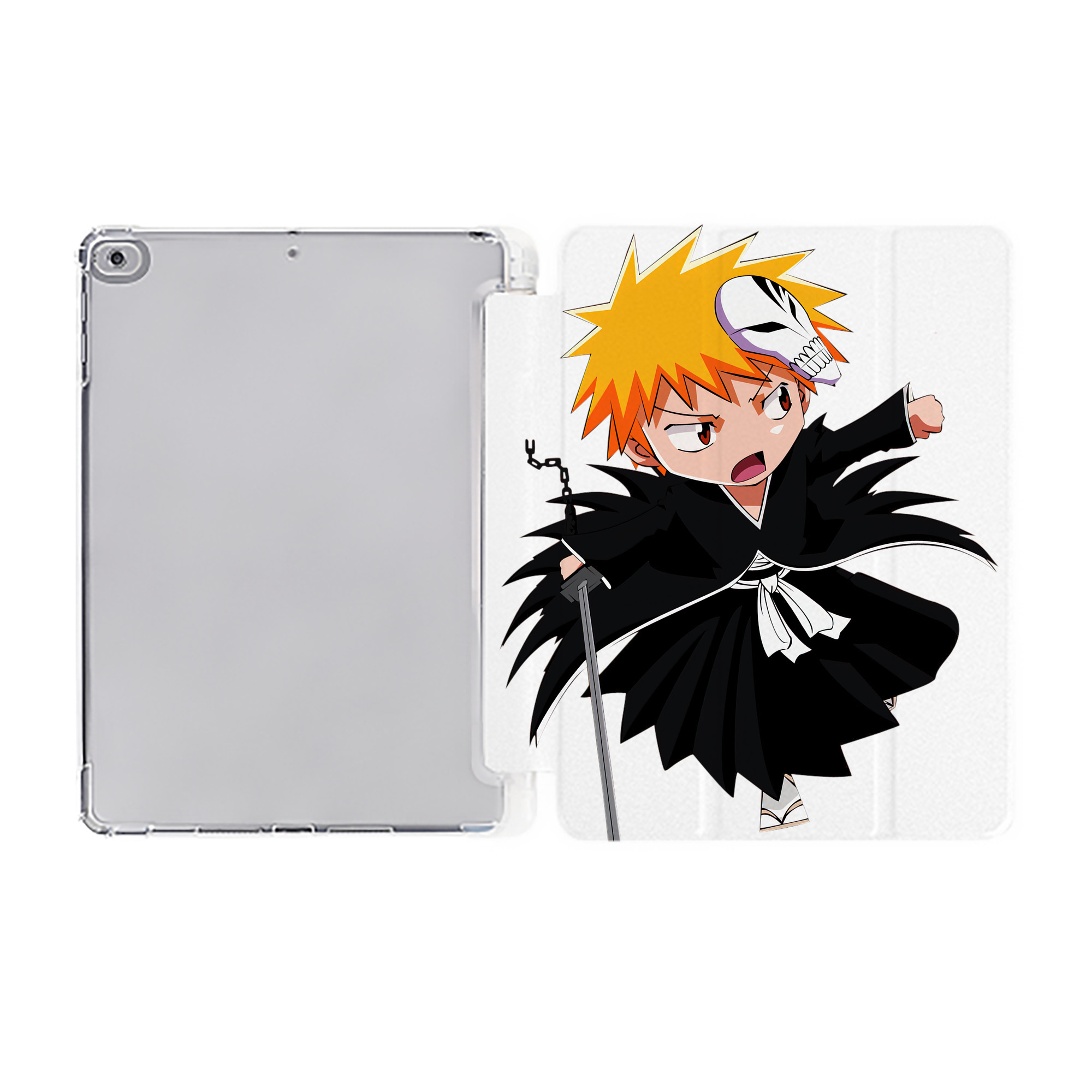 （画像用） ブリーチ 黒崎一護（くろさき いちご）BLEACH Kurosaki Ichigo IPad ケース ペン収納付き 三つ折りスタンド PUレザー×シリコン 対応機種9.5/10.5/10.9インチ